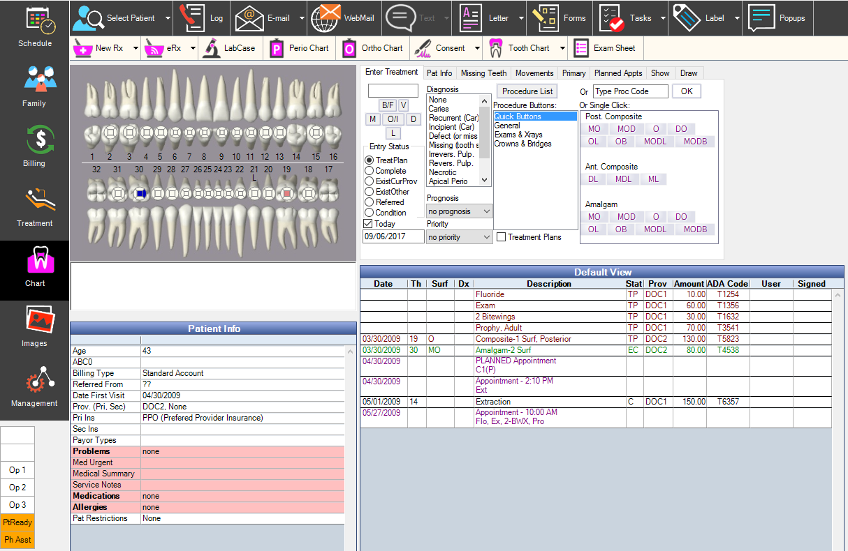 DentOffice dental practice management software interface