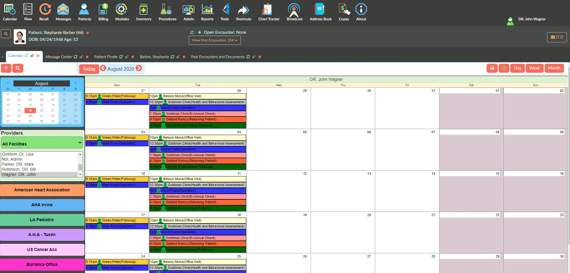 EHR Manager scheduling interface